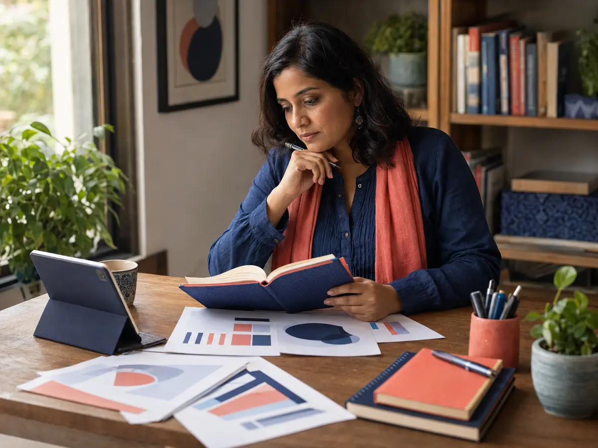 A career researcher preparing a thoughtful transition article