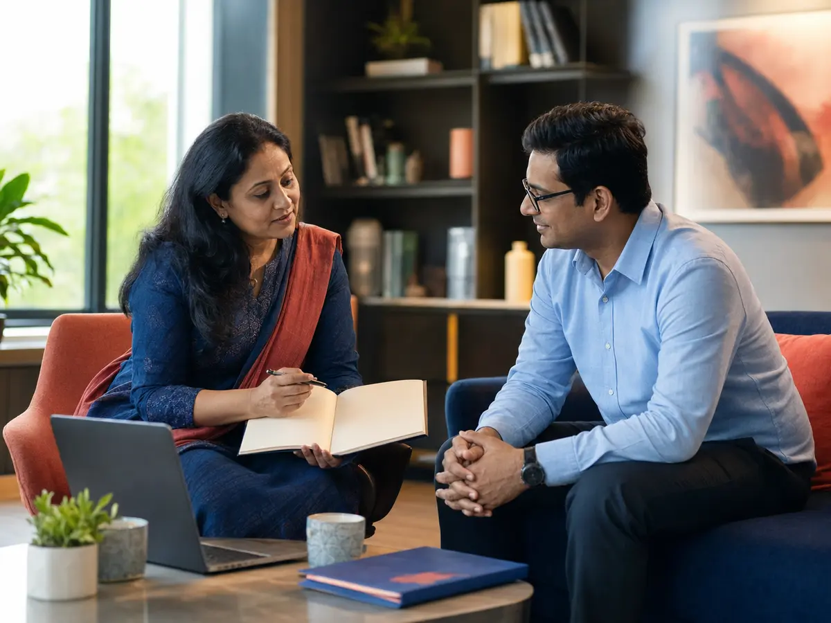 An employee receiving private career transition coaching
