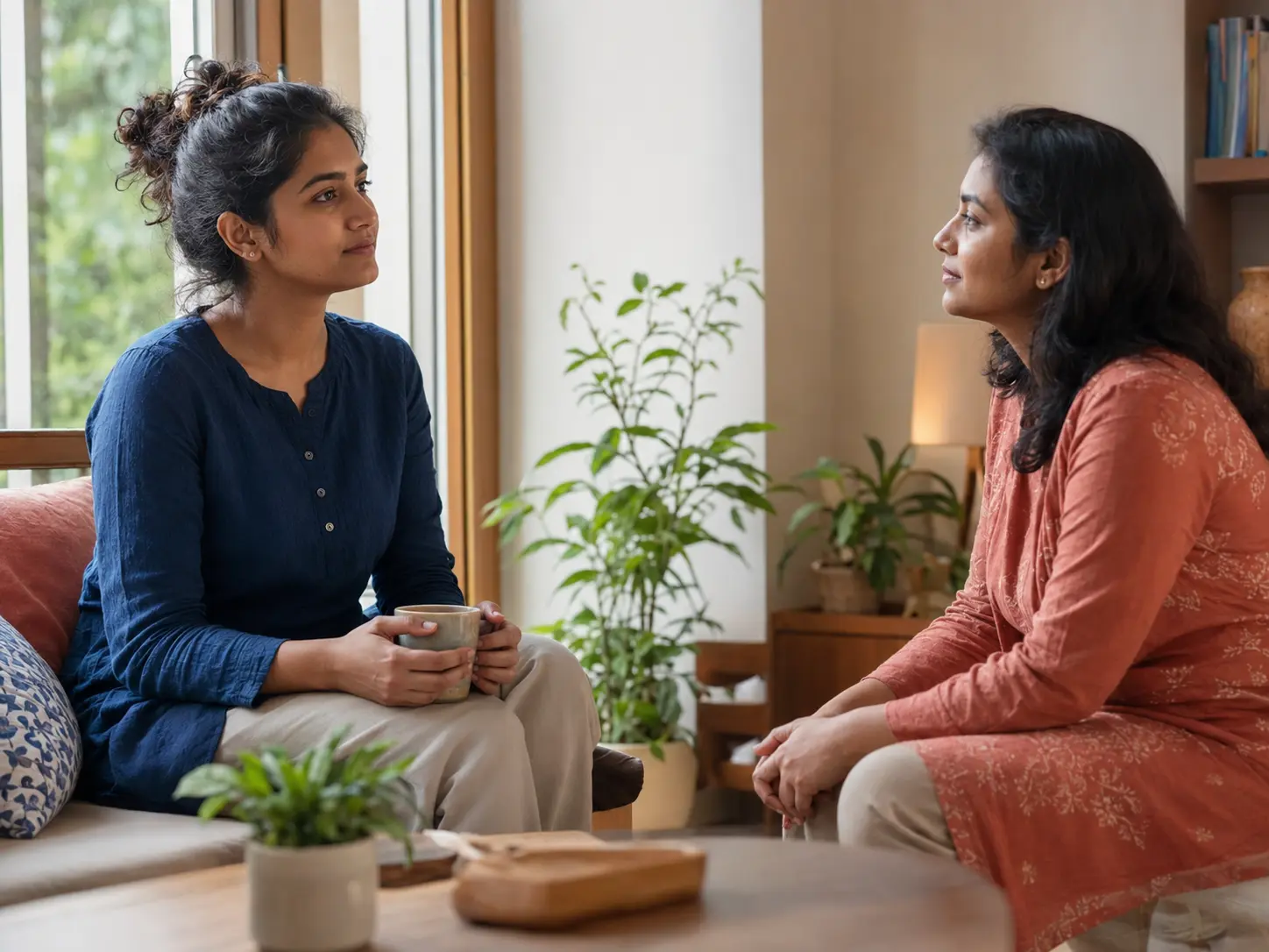 A professional taking a restorative pause with supportive human connection nearby